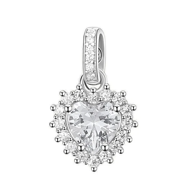 Sparkling Silver Pendant with White Infinite Heart Fancy Fiw120