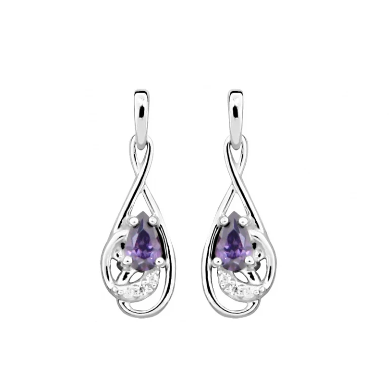 Fashion Earrings with Amethyst Zirconia Sc403