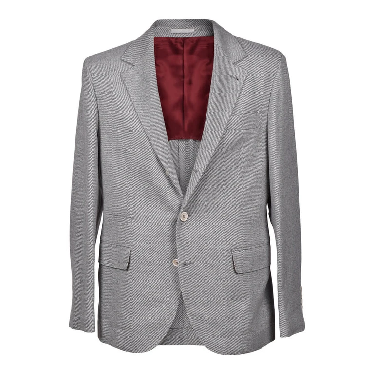 Gray Cashmere Blend Herringbone Blazer