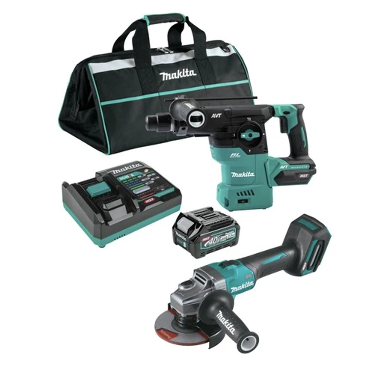 40V max XGT Brushless Lithium-Ion 1‑3/16 in. Cordless SDS‑Plus Rotary Hammer and 4‑1/2 in./5 in. Angle Grinder Kit Virtual Bundle (4 Ah)