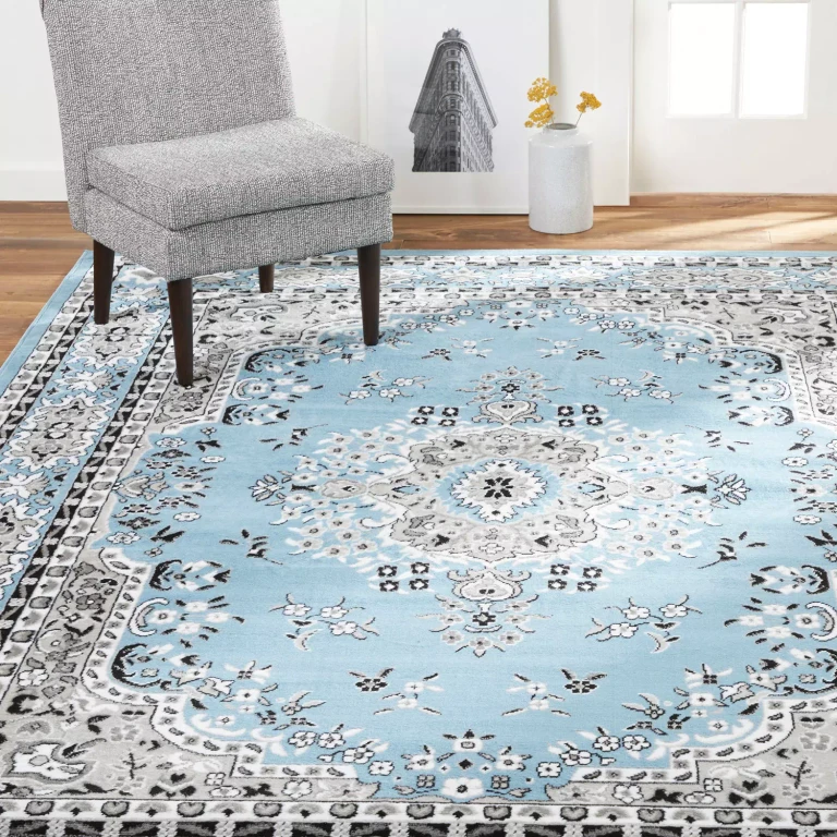 Area Rug, Assorted Designs & Sizes:- 8'x10', Blue/Grey