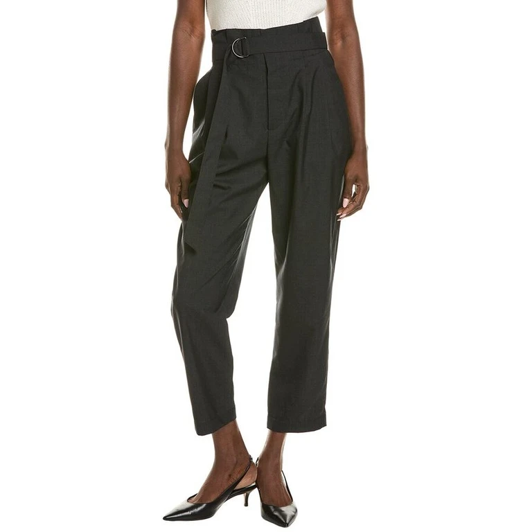 Wodark Grey Wool Tapered Trousers