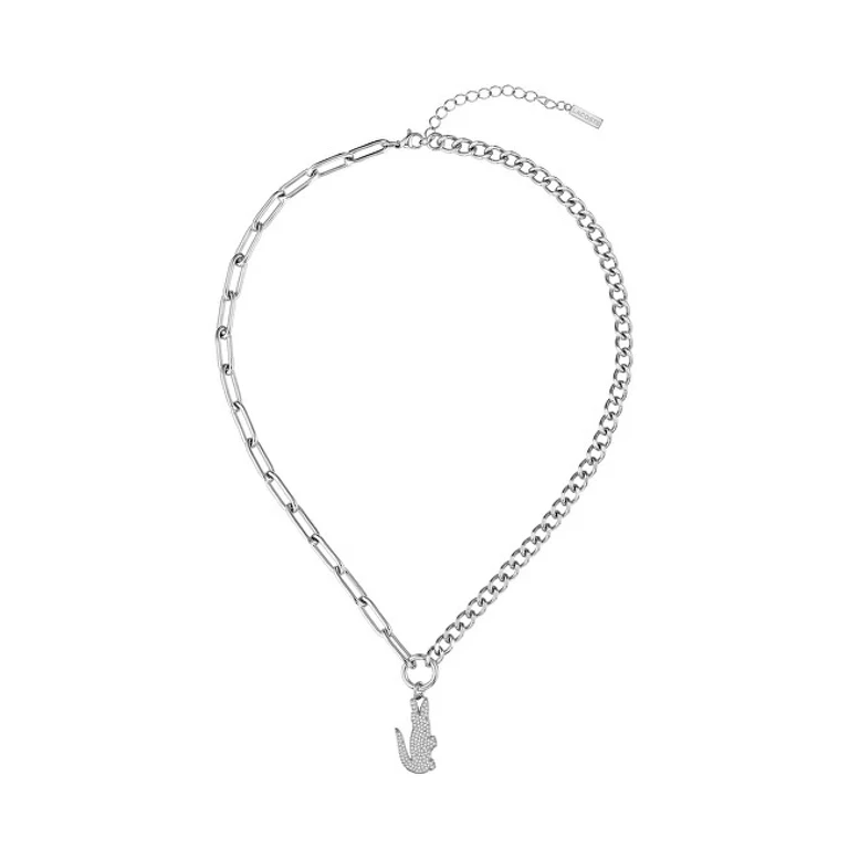 Modern Women's Necklace with Transparent Zircons Crocodile 2040148