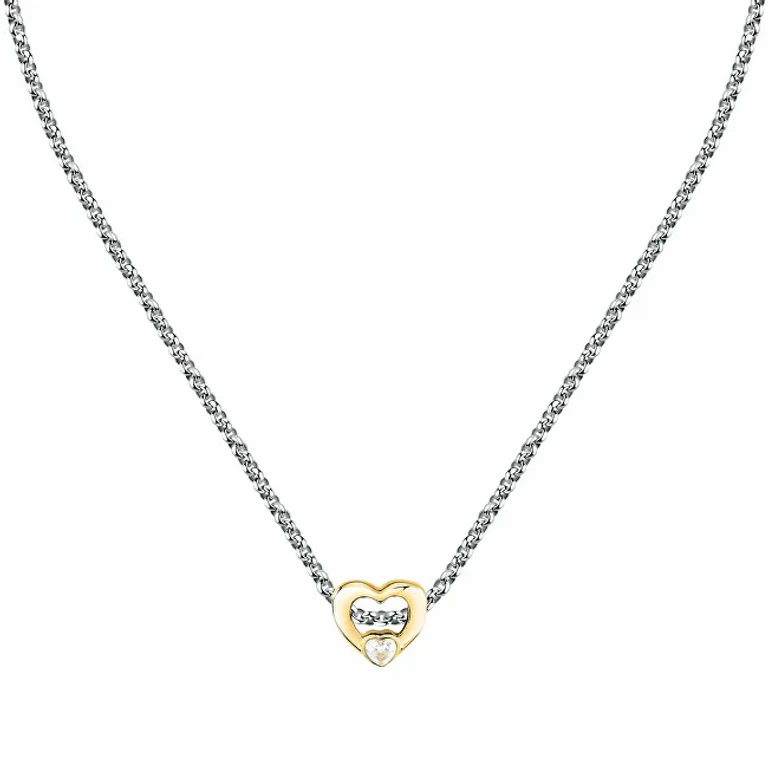 Bellissima Two-Tone Steel Necklace Heart Drops Scz1414