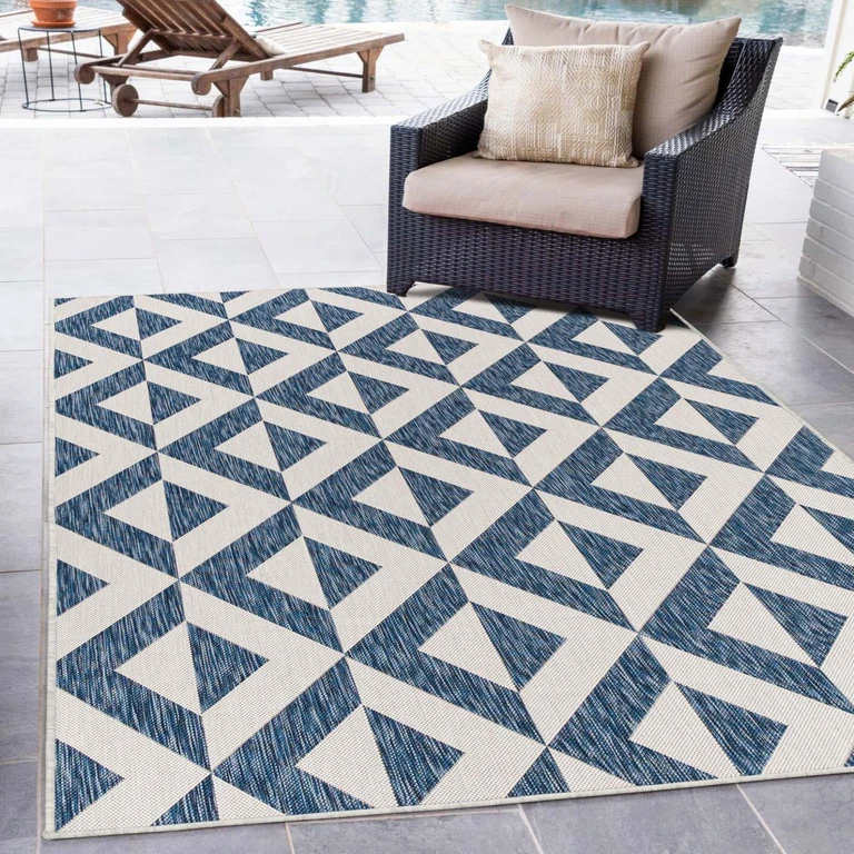 Napa Outdoor Rug:- Blue, 5'3' x 8'