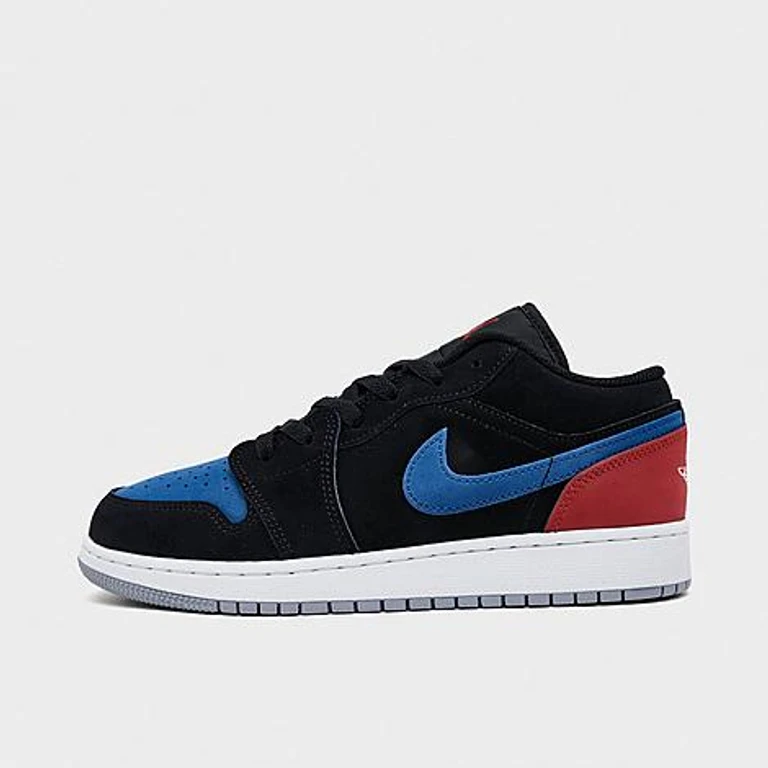 Jordan Big Kids Air Retro 1 Low Casual Shoes in Black/Summit White/True Blue Size: 3.5