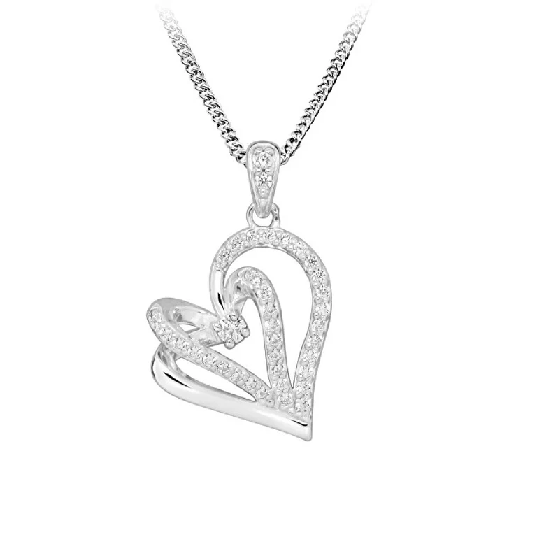 Silver Necklace with Love & Infinity Heart Sc603 (Chain, Pendant)