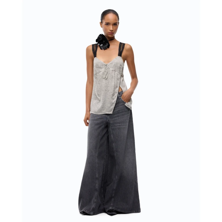 Jean évasé super wide leg en denim noir - 24
