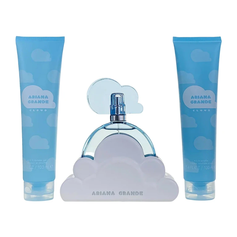 Set Ariana Grande: Cloud Eau De Parfum For Women 100 ml + Cloud Moisturising Body Lotion 100 ml + Cloud Body Wash 100 ml