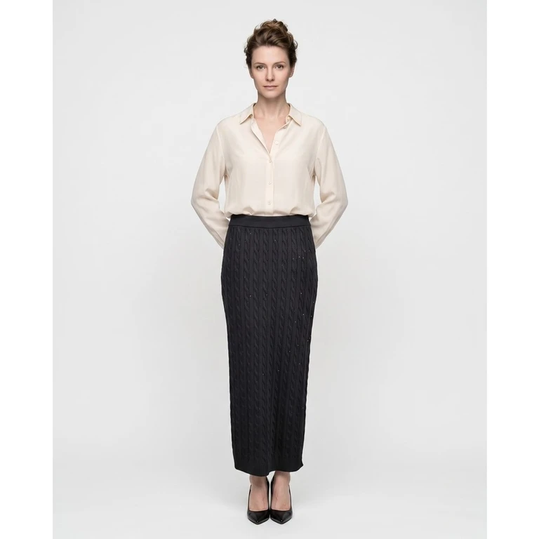 Women'S Black Cable Knit Skirt