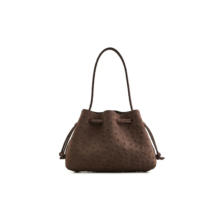 Drawstring Pouchette Shoulder Bag Ebony One Size