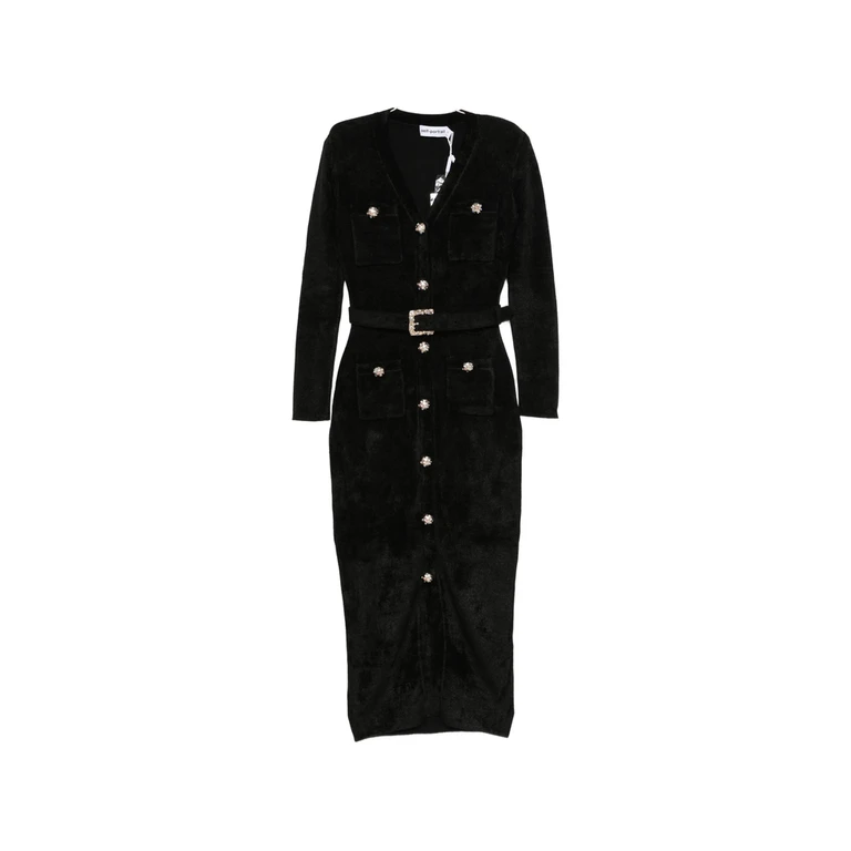 Self Portrait Robe Au Genou - Noir (AW26099MB)