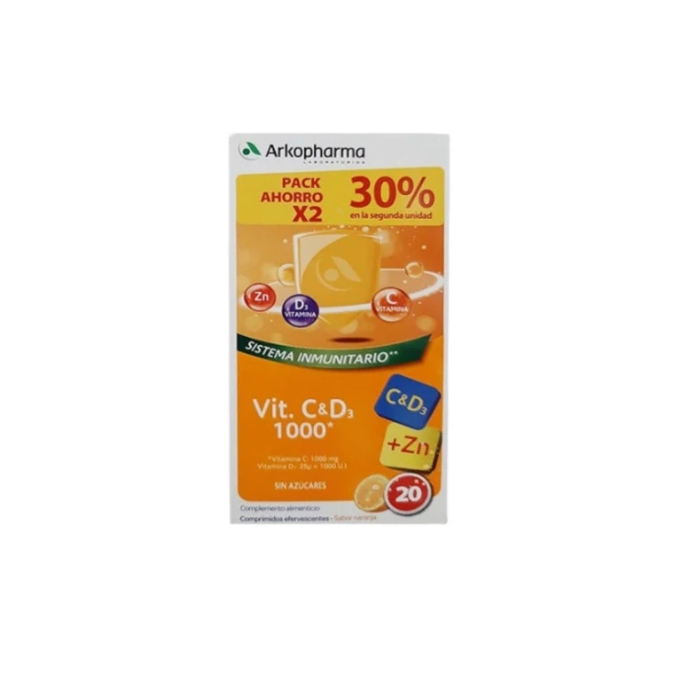 Vitamin C and D3 1000mg 2x20 Tablets