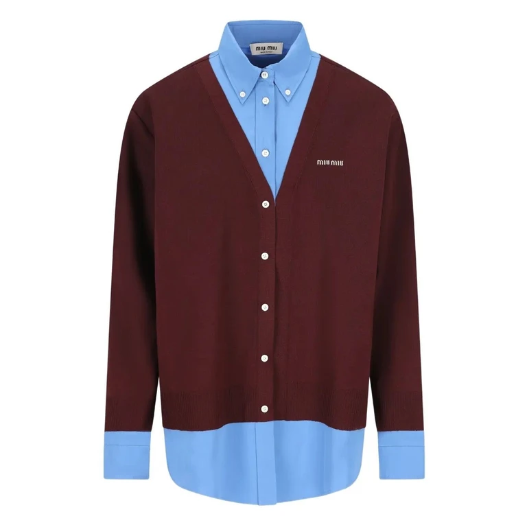 Wool Cardigan With Cotton Details