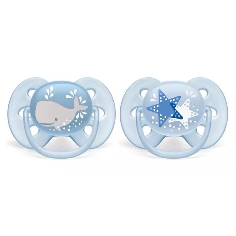 Pacifiers Ultra Soft 6-18 months Whale & Stars x2