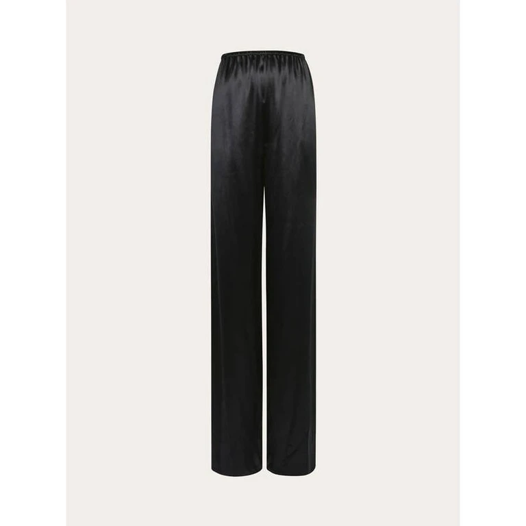 Black Relaxed Rayon Trousers, Brand Size 40 (US Size 6)
