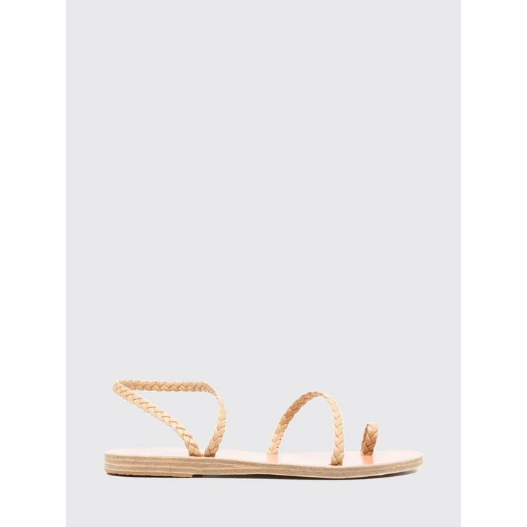 Woven Nappa Leather Flat Thong Sandals (101951025ELEFTHERIA 098NATURAL)