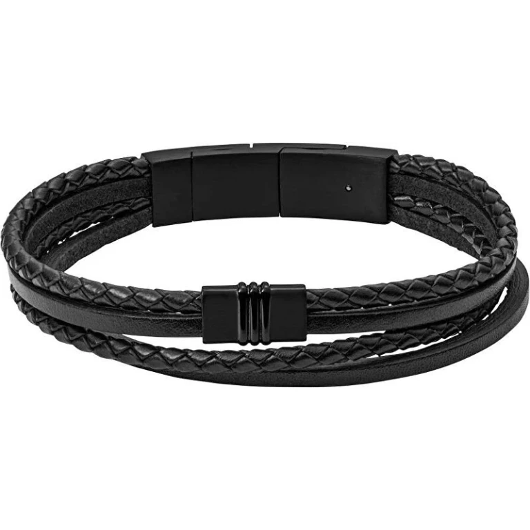 Black Leather Bracelet Jf03098001