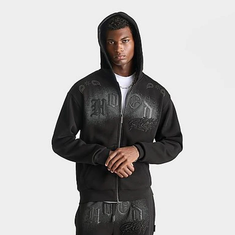 Hoodrich Men's Inkline V2 Fleece Full-Zip Hoodie in Black Size: Small