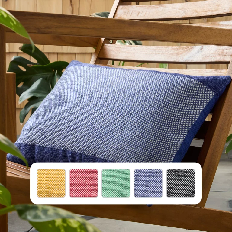 Alara Solid Border Indoor/Outdoor Decorative Pillow:- Blue/Ivory, 14' x 20'