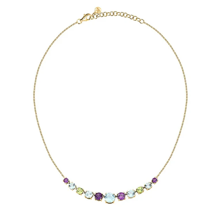 Luxurious Gold-Plated Necklace with Colored Zircons Eternal Treasures Saxn38
