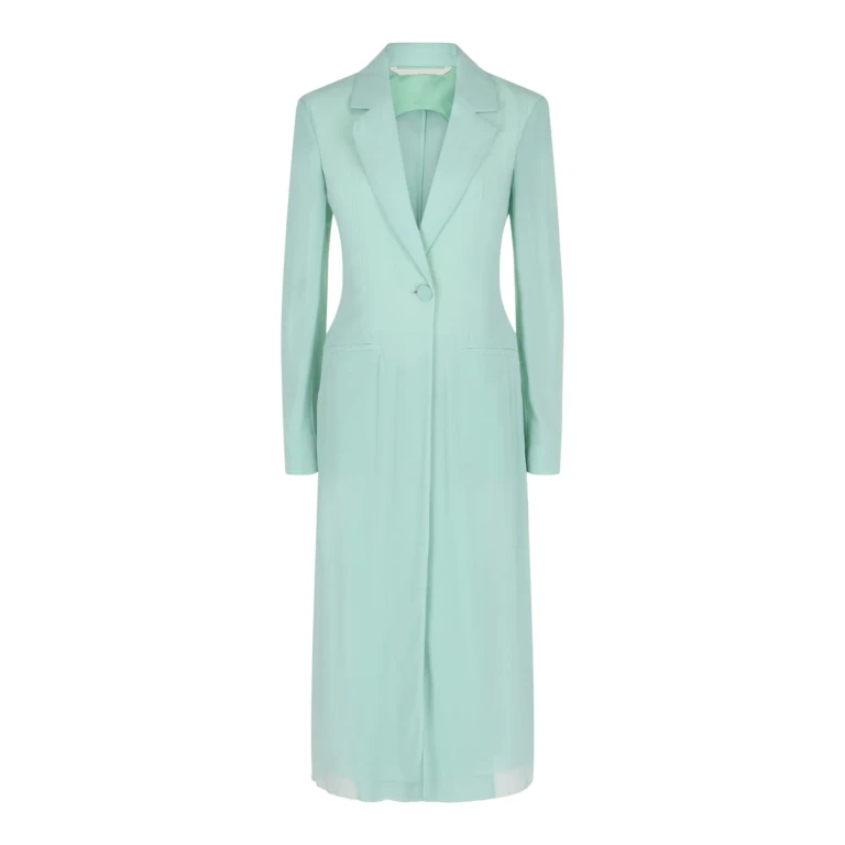Single-Breasted Sheer Longline Coat