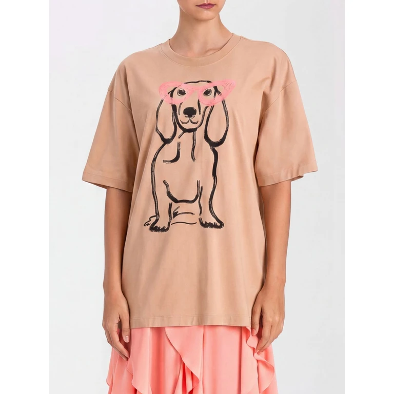 Cotton T-Shirt with Dog Print (261AQ201013570)