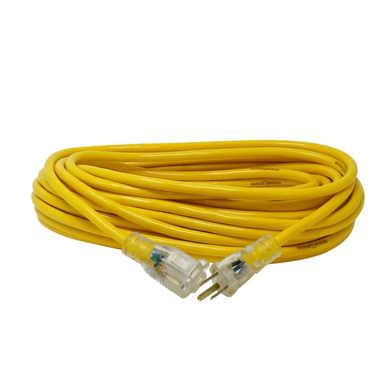 50 ft. 14/3 SJTW Outdoor 15 Amp Contractor Extension Cord with Power Light Plug:- 50 ft, 14 Gauge