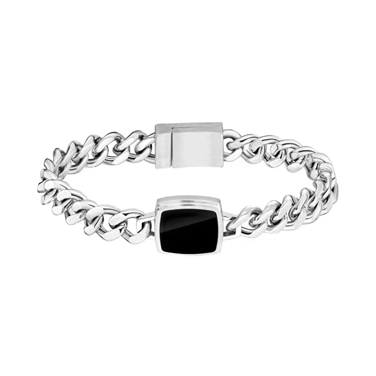 Fashion Bracelet in Stainless Steel with Onyx Odell 1580650 - Length: 19 Cm