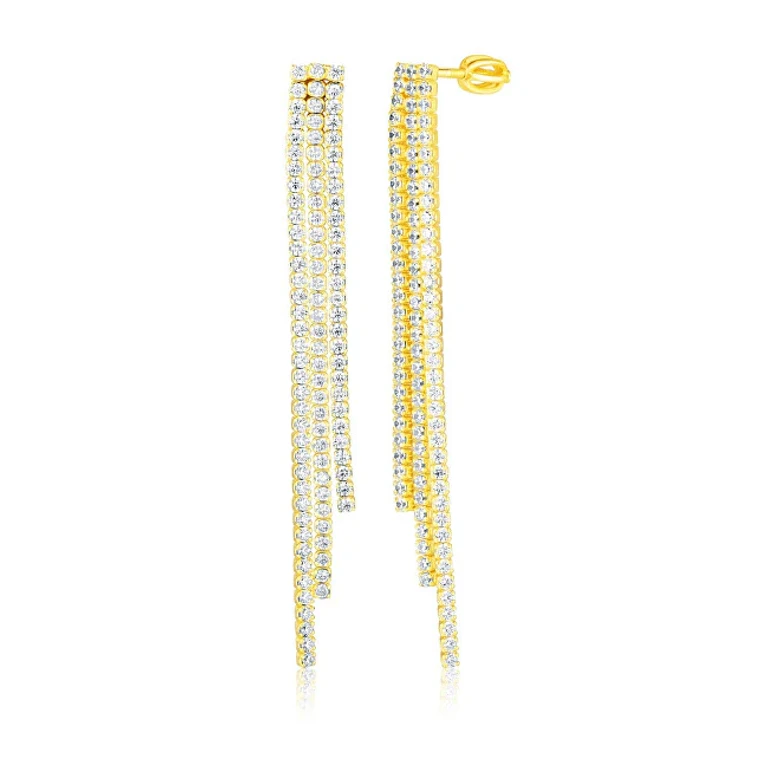 Gold-Plated Chain Earrings with Zircons Svle3184Xh2Go00