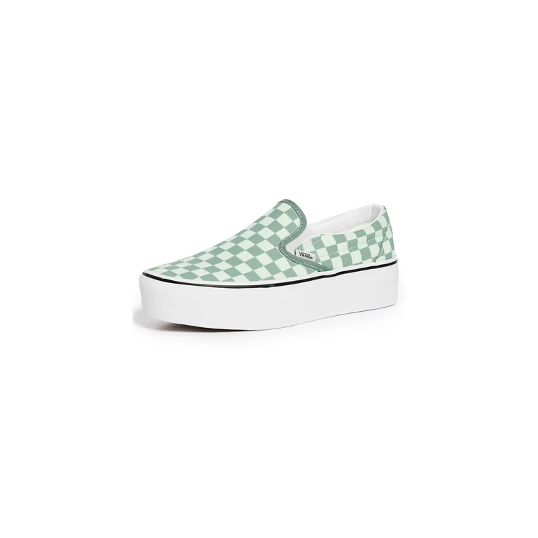 Classic Slip On Stackform Unisex Sneakers Check Dusty Mint/Mint Shadow M 9.5/ W 11
