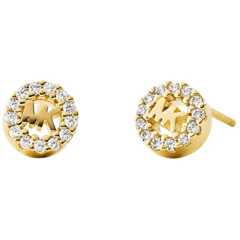 Silver Button Earrings with Zirconia Mkc1033An710