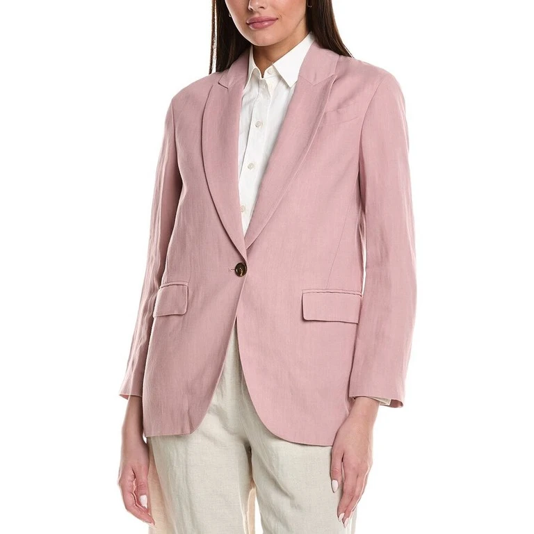 Blush Tailored Single-Button Blazer