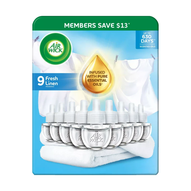 Plug In Scented Oil Air Freshener Refills, Fresh Linen, 9 refills
