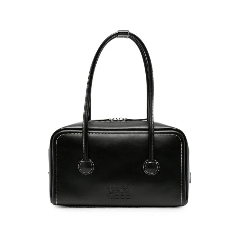 Contrast-stitch Embossed-logo Tote Bag
