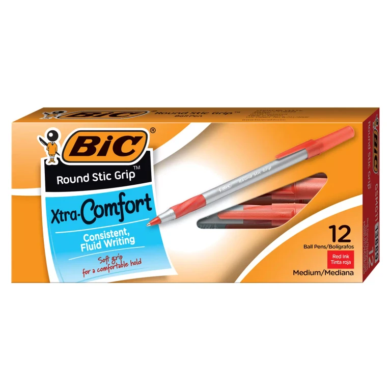 Round Stic Grip Xtra Comfort Ballpoint Pen, Red Ink, 1.2mm, Medium, 12ct.