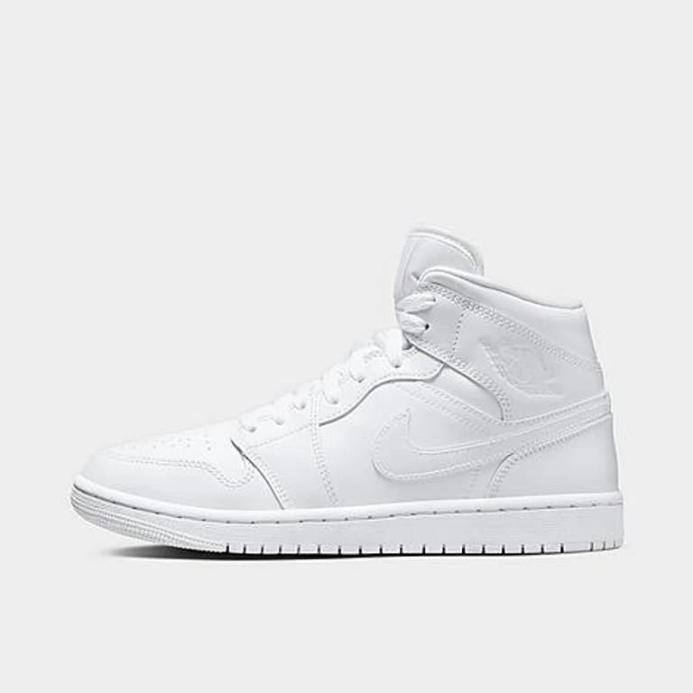 Jordan Women's Air Retro 1 Mid Casual Shoes in White/White/White Size: 5.0
