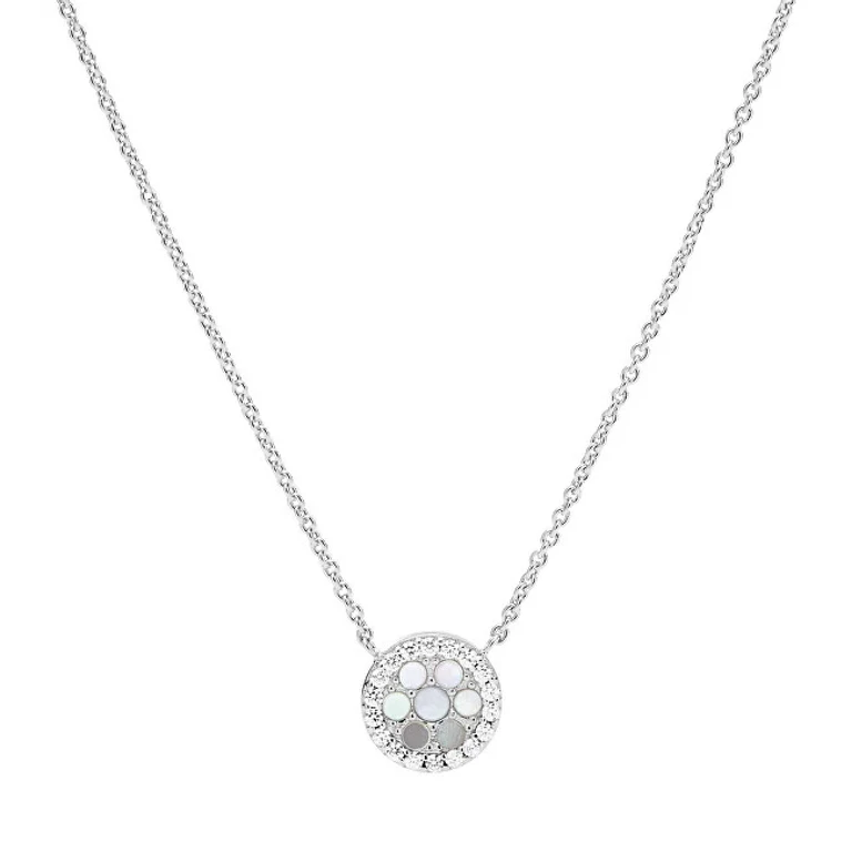 Silver Necklace With Crystals And Mother-of-Pearl Jfs00520040