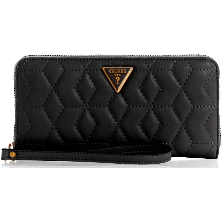 , Elenia, Fabric Wallet, SLG Large with Zipper, Black, for Women