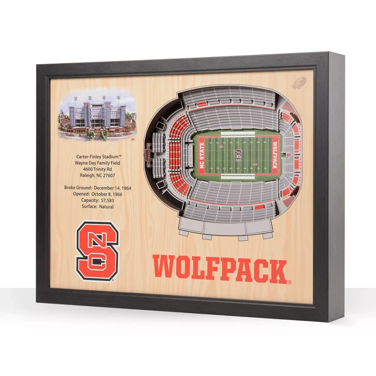 NC State Wolfpack 25-Layer Football Stadium View 3D Wall Art