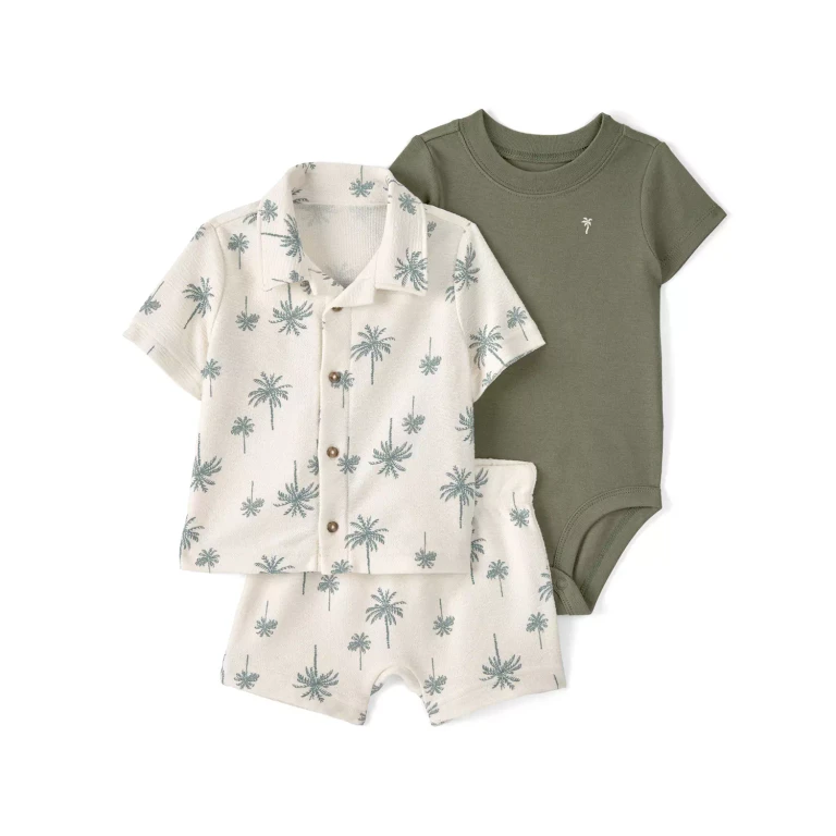 Boys 3Pc Outfit Set Green 24M:- Green, 24M