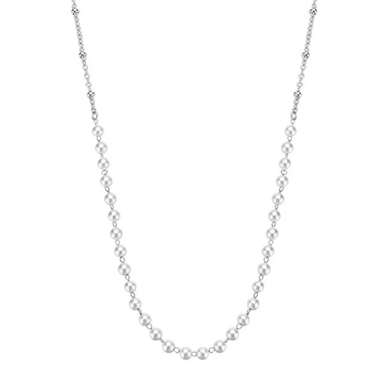 Essential BNL037 Steel Necklace with Synthetic Pearls