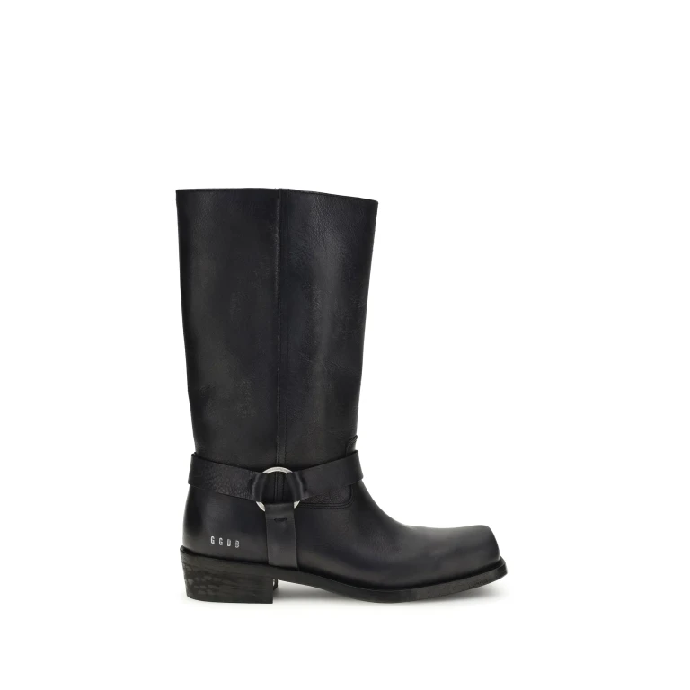 Leather Biker Boots Black