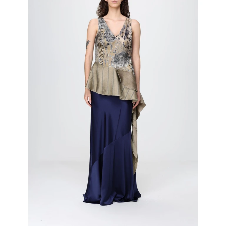 Asymmetric Silk Blend Top (MCOR158FG7SB)