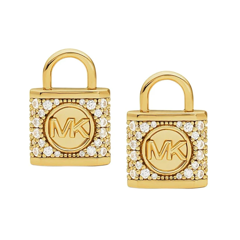 Silver Button Earrings with Zirconia Lock Mkc1628An710