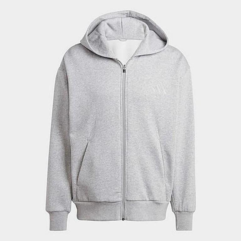 adidas Men's ALL SZN Fleece Full-Zip Hoodie in Medium Grey Heather Size: XS