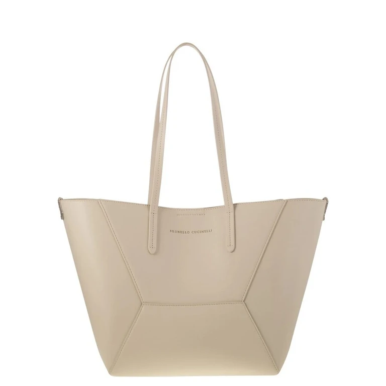 Avorio Leather Structured Tote Bag