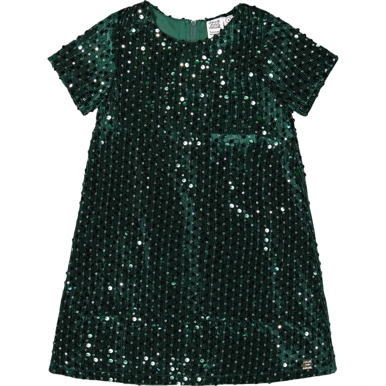 Velvet Short Sleeve Dress - Little Girl