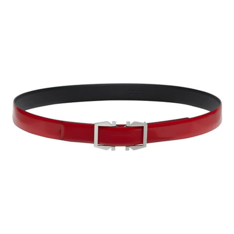 Reversible Leather Belt with Gancini Buckle