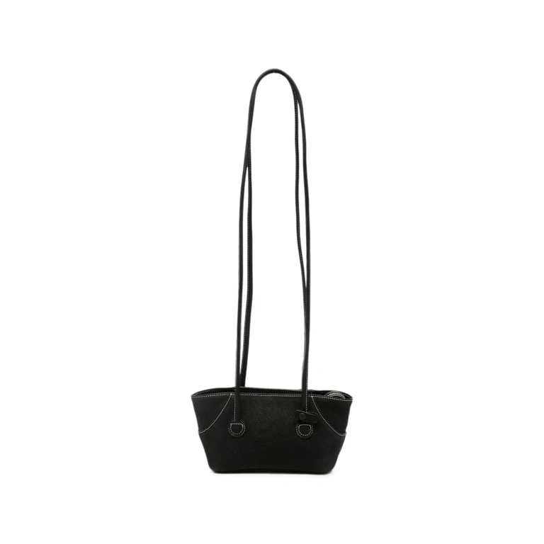 Contrast-stitched Leather Crossbody Bag